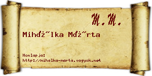 Mihálka Márta névjegykártya