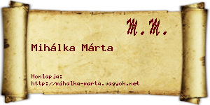 Mihálka Márta névjegykártya